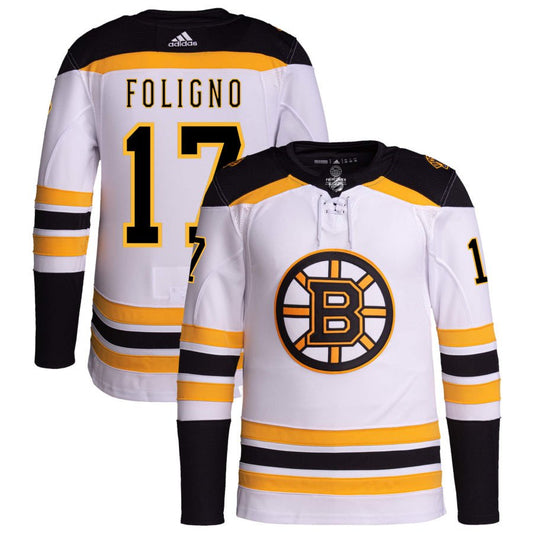 Boston Bruins #17 Nick Foligno White Away Authentic Pro Jersey
