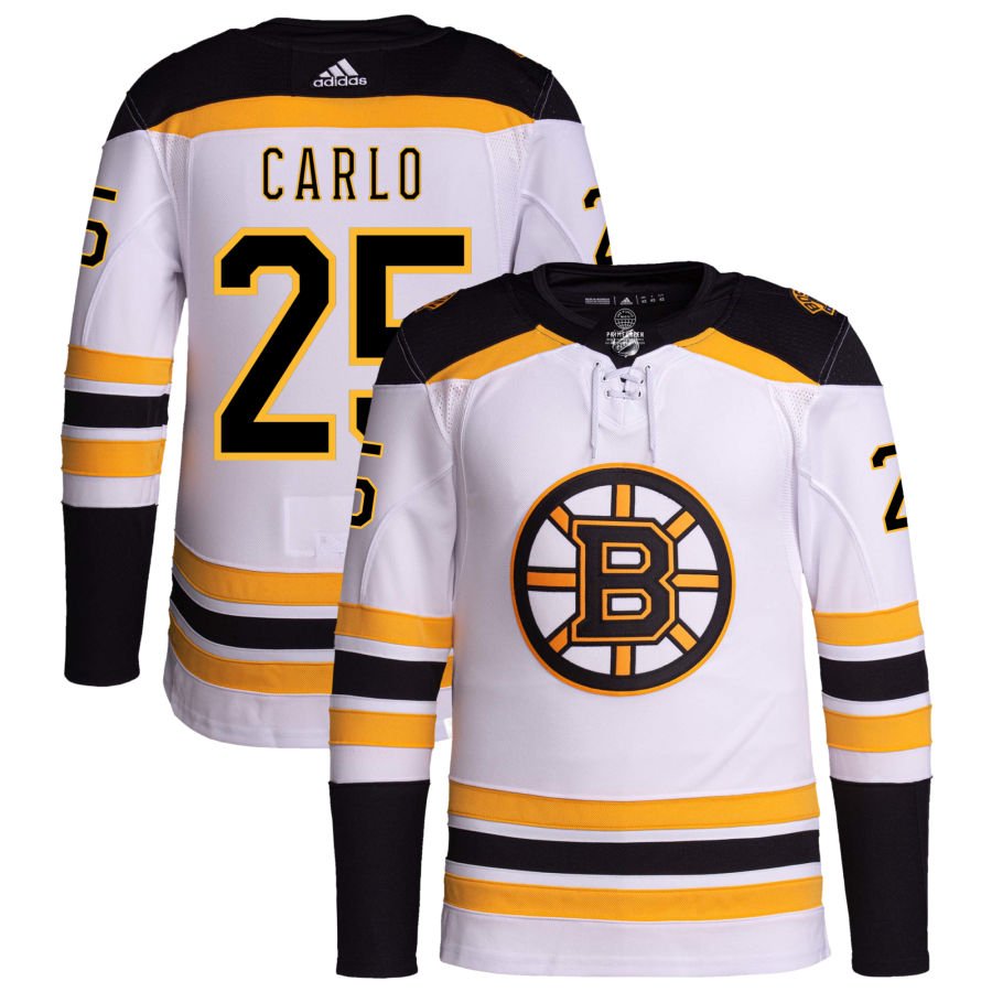 Boston Bruins #25 Brandon Carlo White Away Authentic Pro Jersey