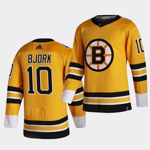 Boston Bruins #10 Anders Bjork Gold Retro Jersey