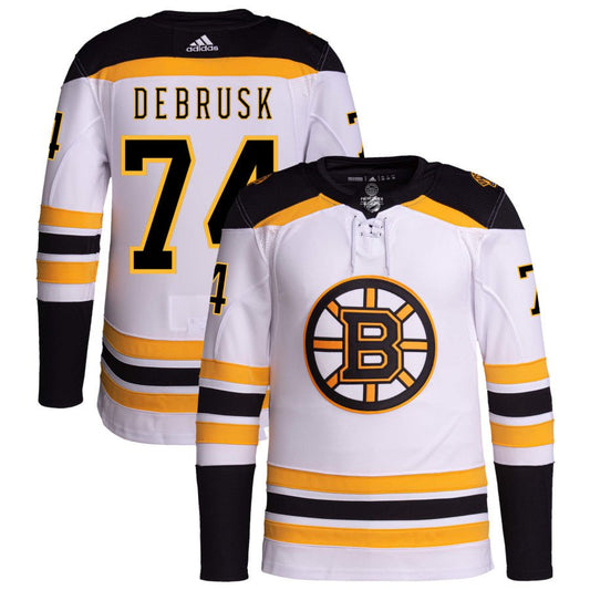 Boston Bruins #74 Jake DeBrusk White Away Jersey