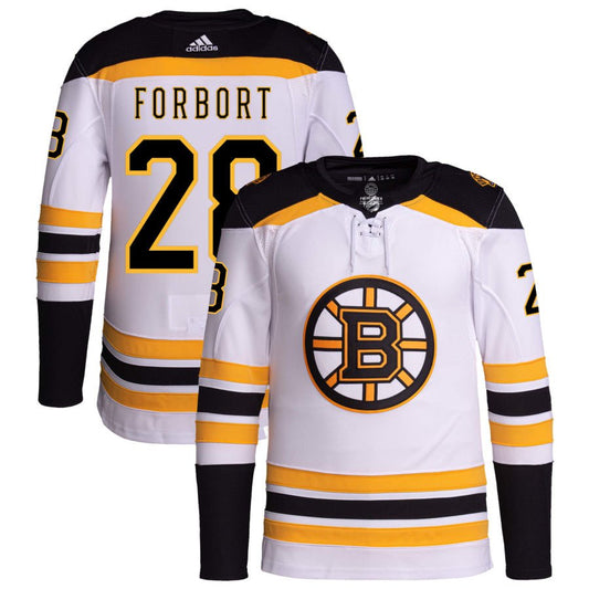 Boston Bruins #28 Derek Forbort White Away Authentic Pro Jersey