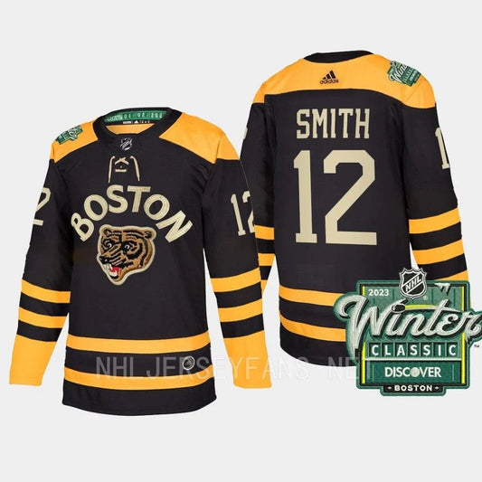 Boston Bruins #12 Craig Smith 2023 Winter Classic Black Authentic Stitched Jersey